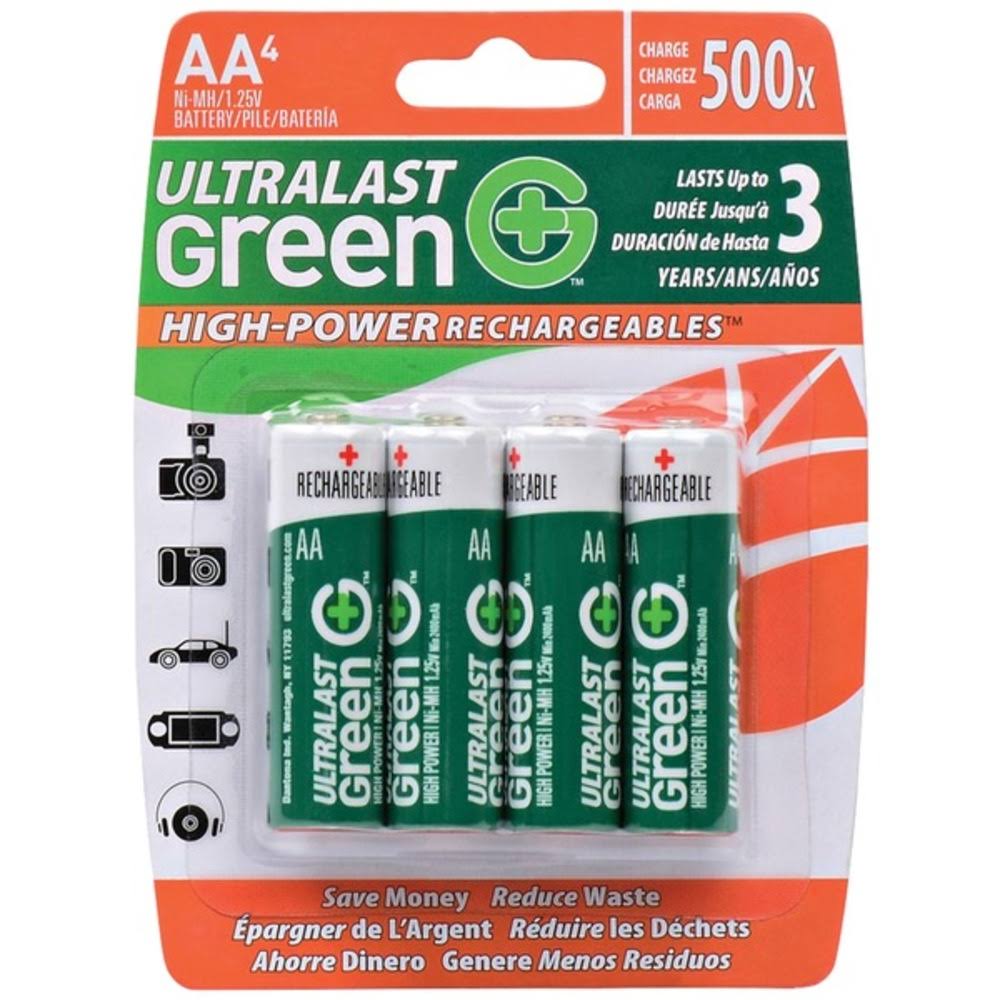 UltraLast Green Rechargeable Battery - AA, x4