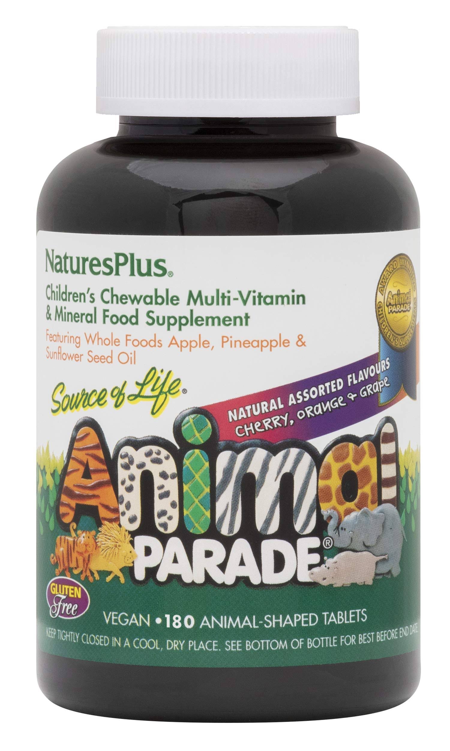 Nature's Plus Children's Animal Parade Multi-Vitamin & Mineral Supplement Chewables, Tablets, Assorted - 180 count