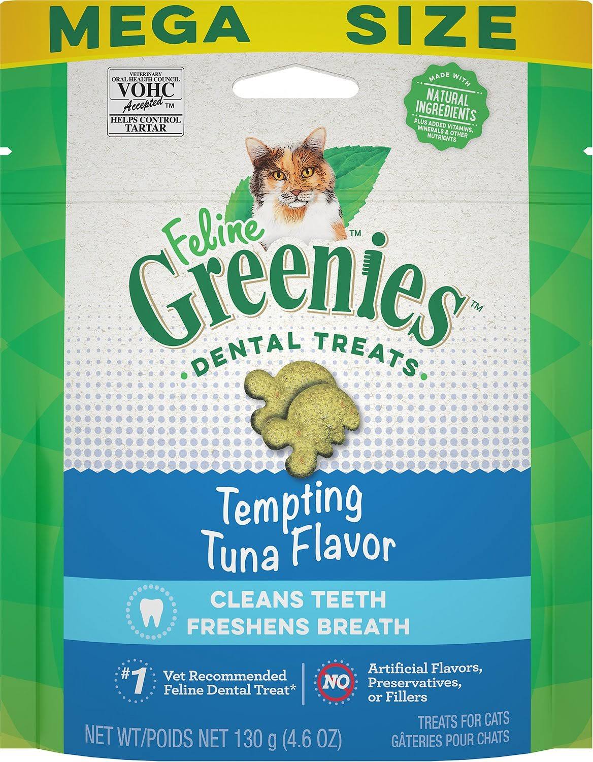 Greenies Feline Tempting Tuna Flavor Adult Dental Cat Treats, 4.6 oz Crunchy Cat Treats
