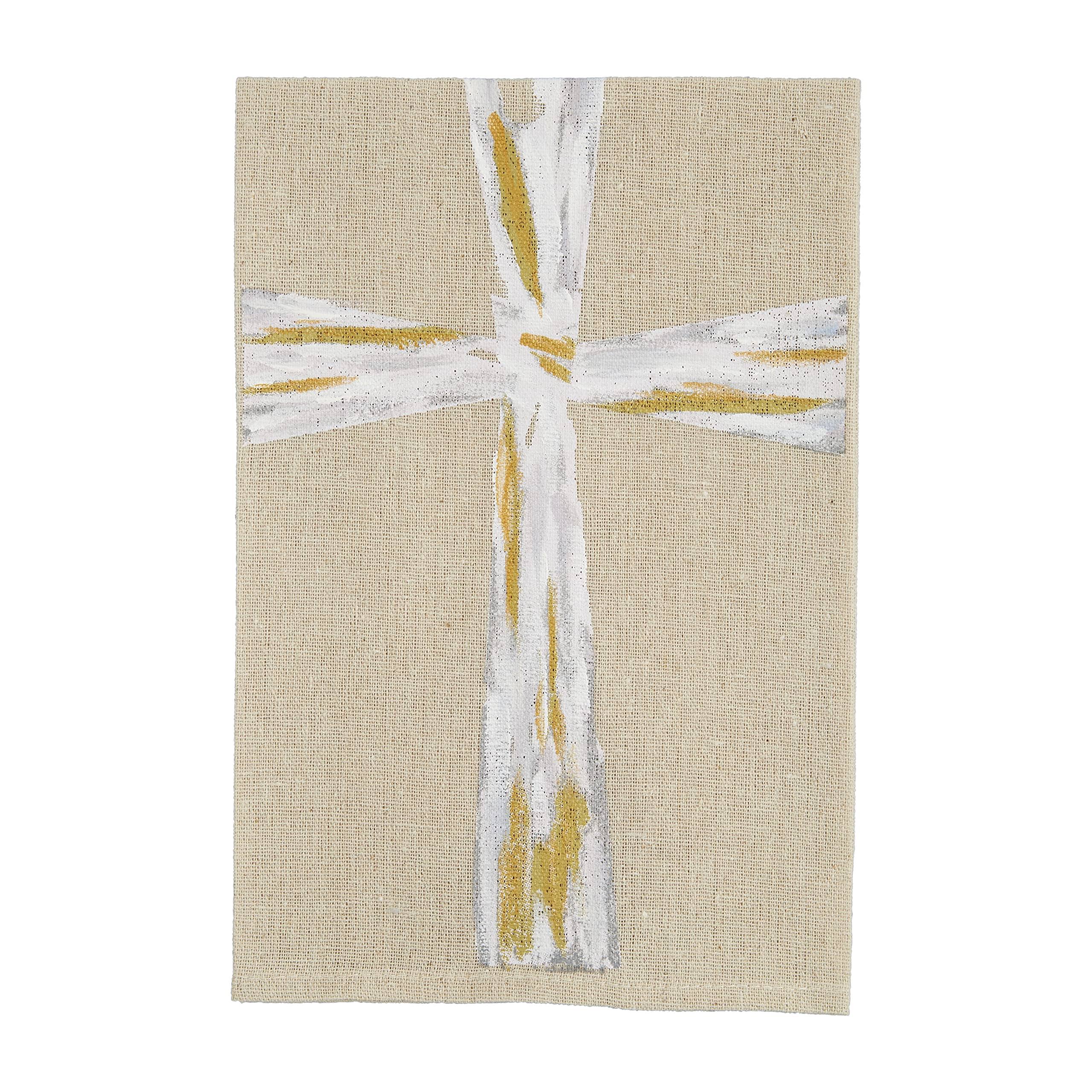 Mud Pie Gold Christmas Painted Towel Cross