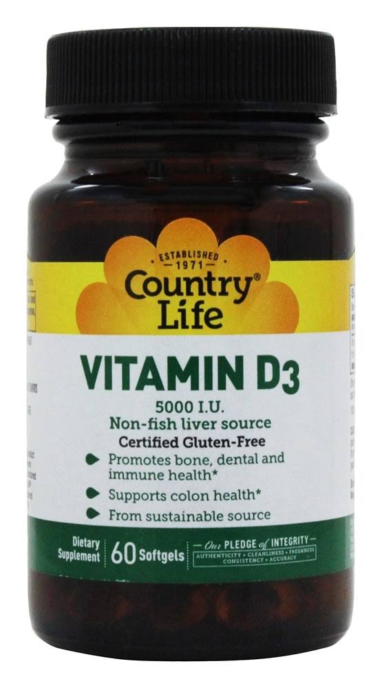 Country Life Vitamin D3 5000 IU 60 Softgels