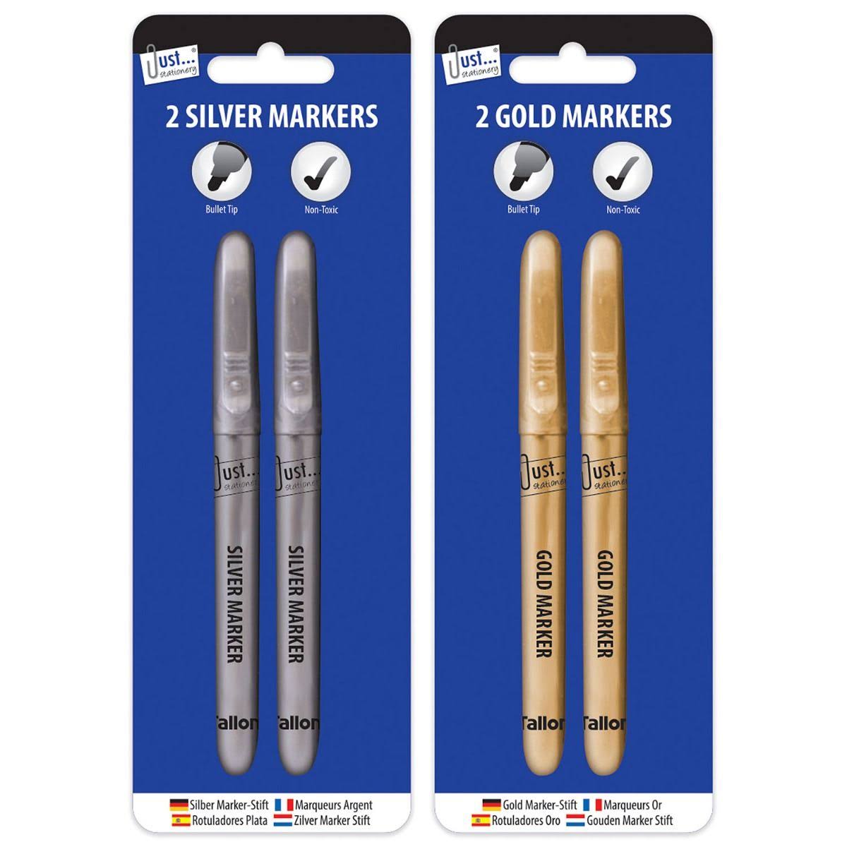 2 Gold and 2 Silver marker pens with 2mm Line Width Pens - 5641