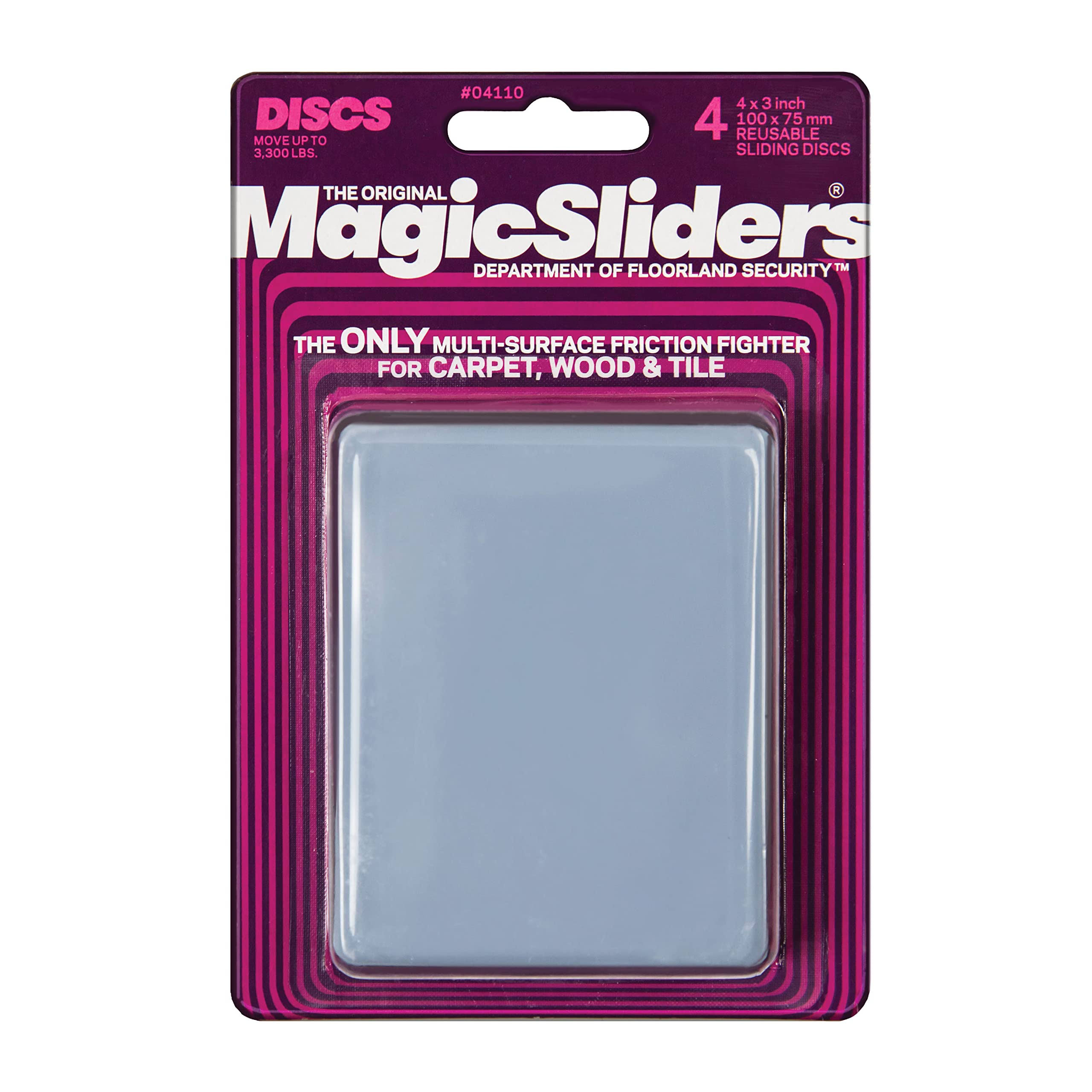 Magic Sliders Reusable Sliding Disc - 4" x 3", 4pk