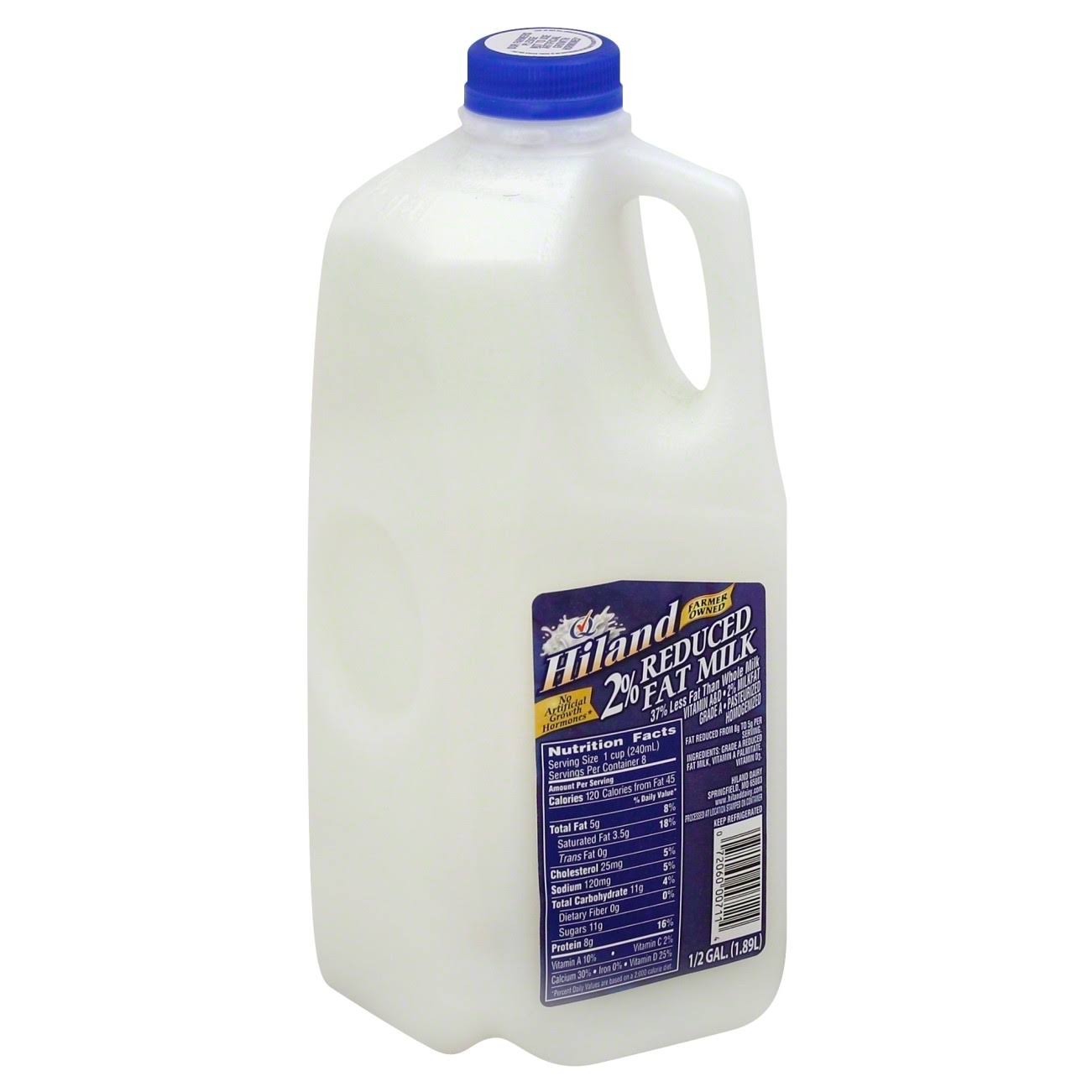Hiland Milk, Reduced Fat, 2% Fat Milk - 0.5 gal (1.89 l)