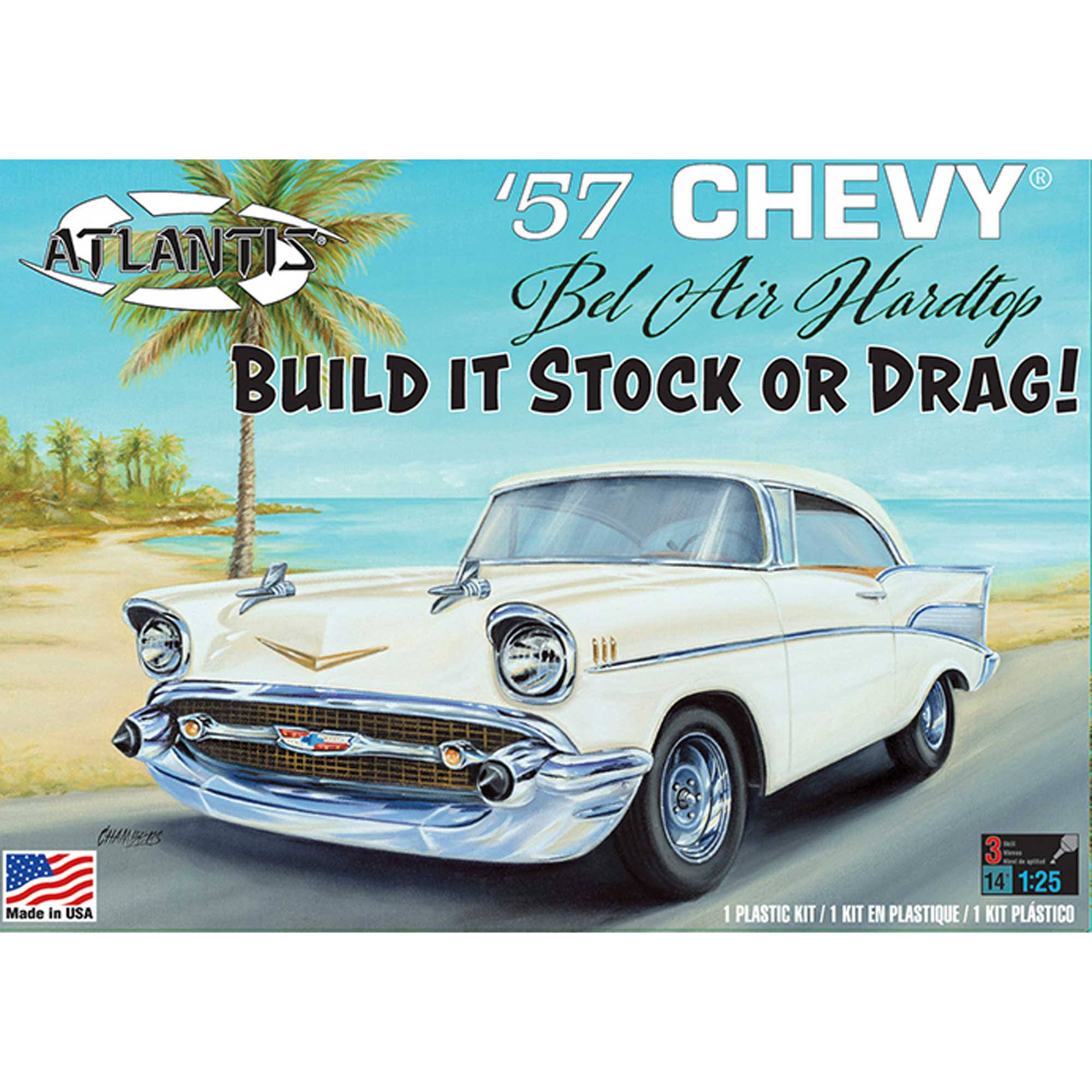 Atlantis Plastic Model Kit 1957 Chevy Bel Air Stock Drag