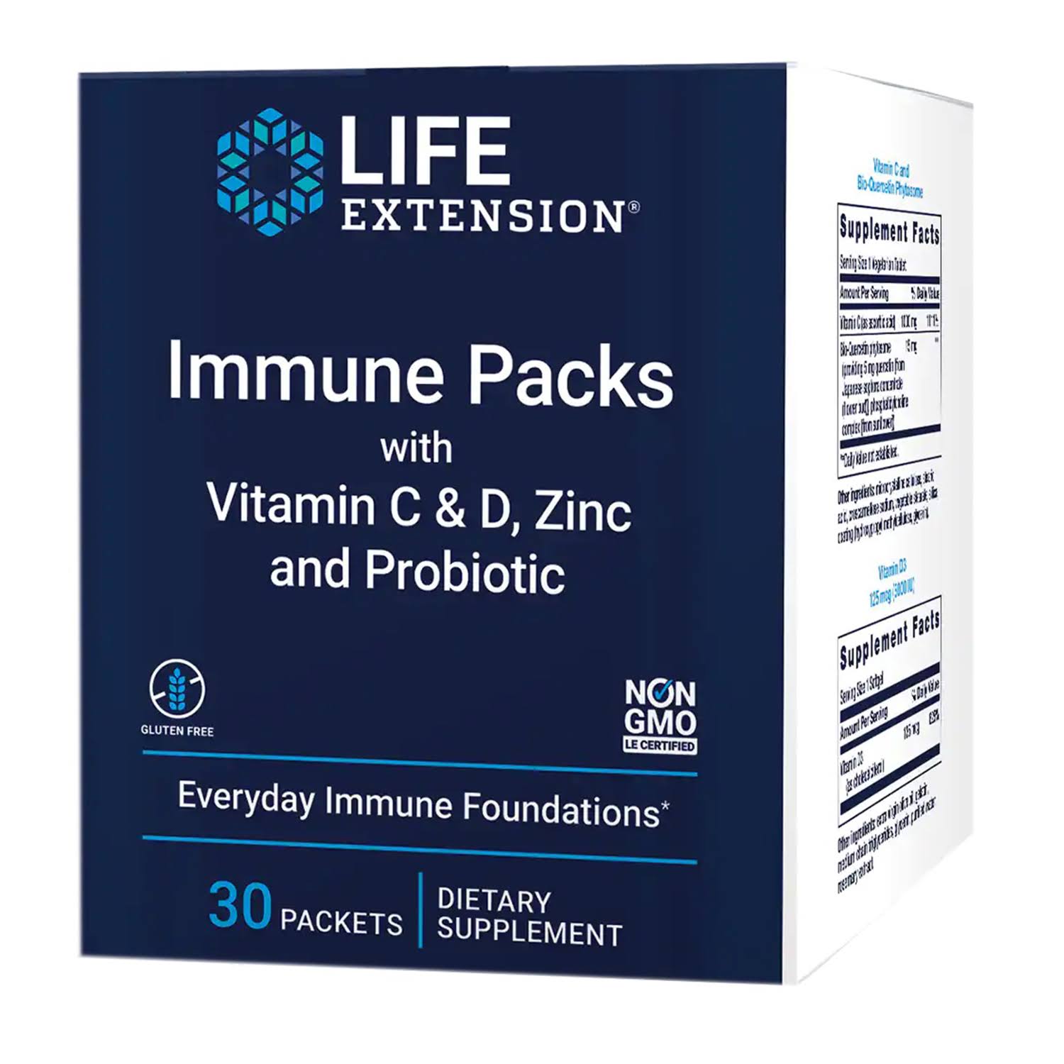 Life Extension Immune Packs with Vitamin C & D Zinc and Probiotic 30 Packets