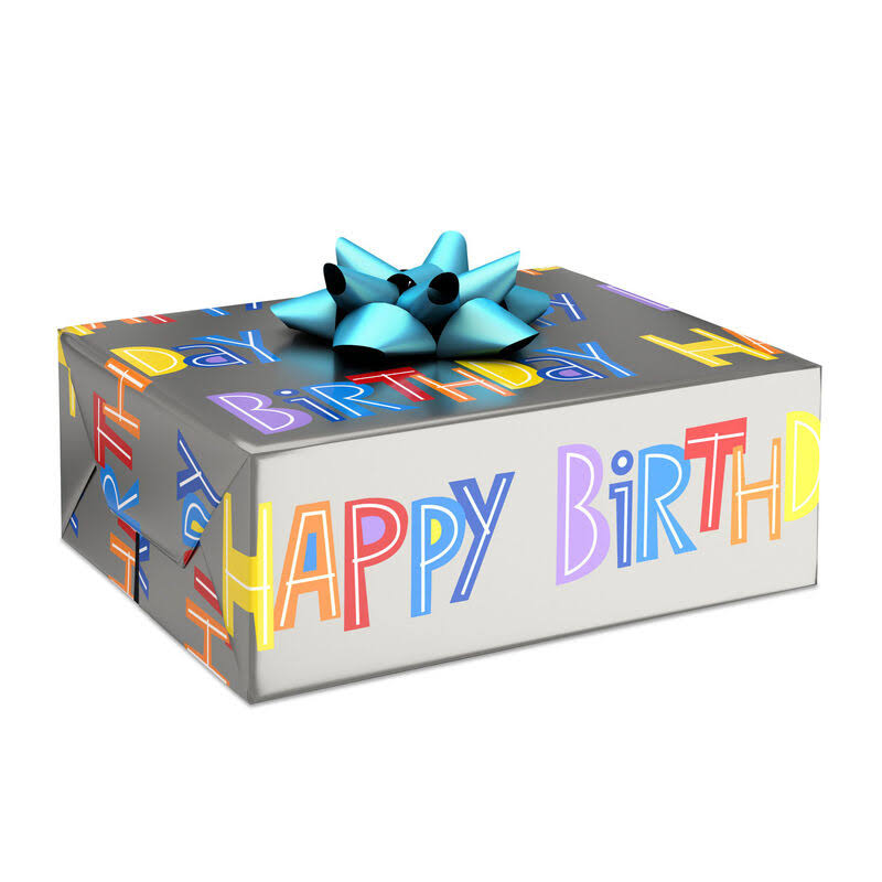 Hallmark Happy Birthday on Silver Wrapping Paper Roll