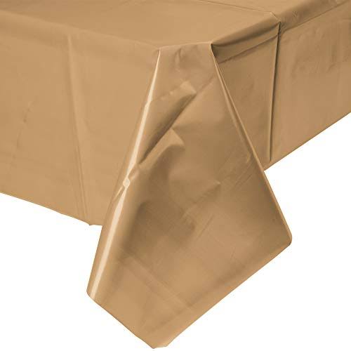 Creative Converting Plastic Table Cover - 54" x 108", Glittering Gold Color, Package Of 1, Pack of 12