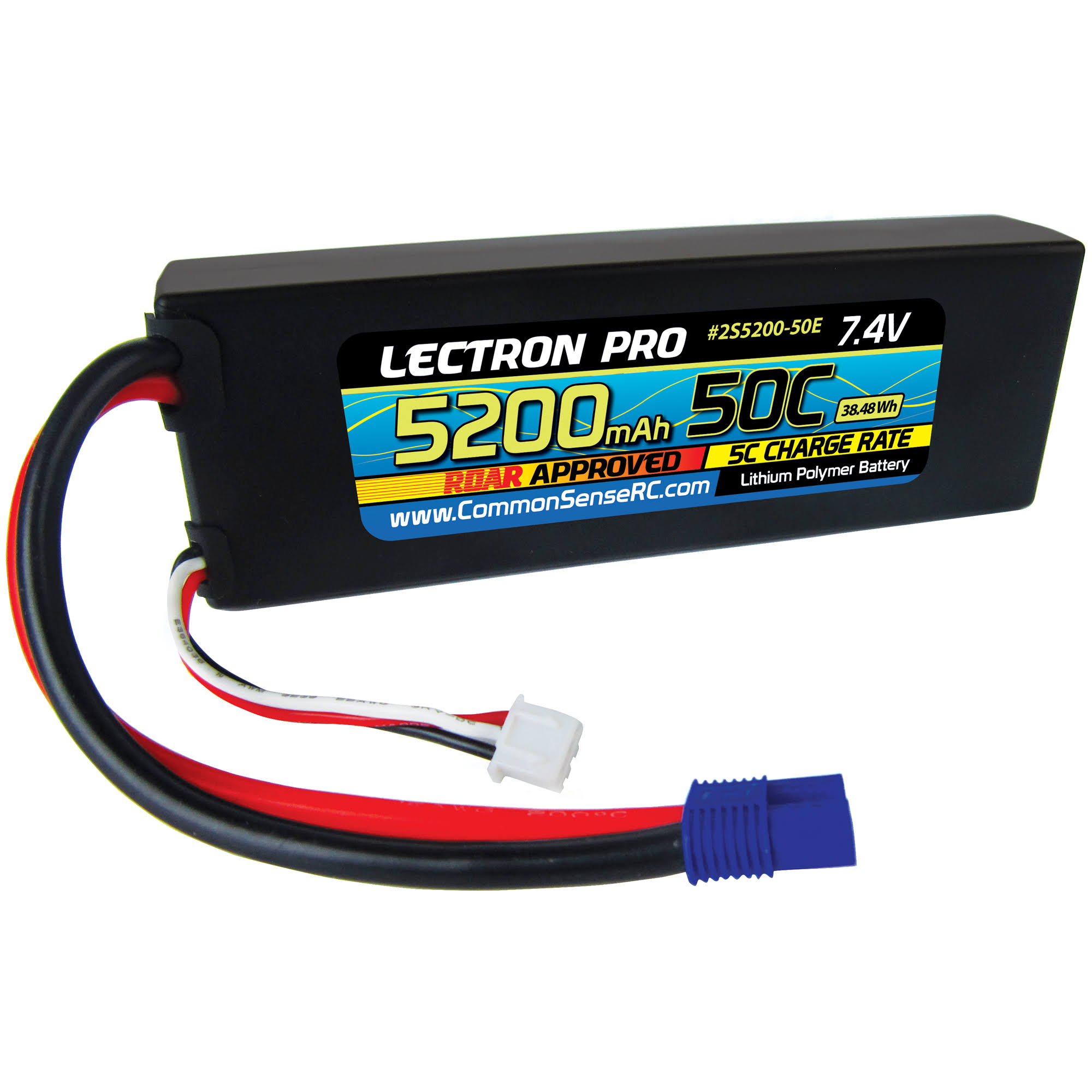 Lectron Pro Common Sense Rc 50C Lipo Battery - 5200mah, 7.4V