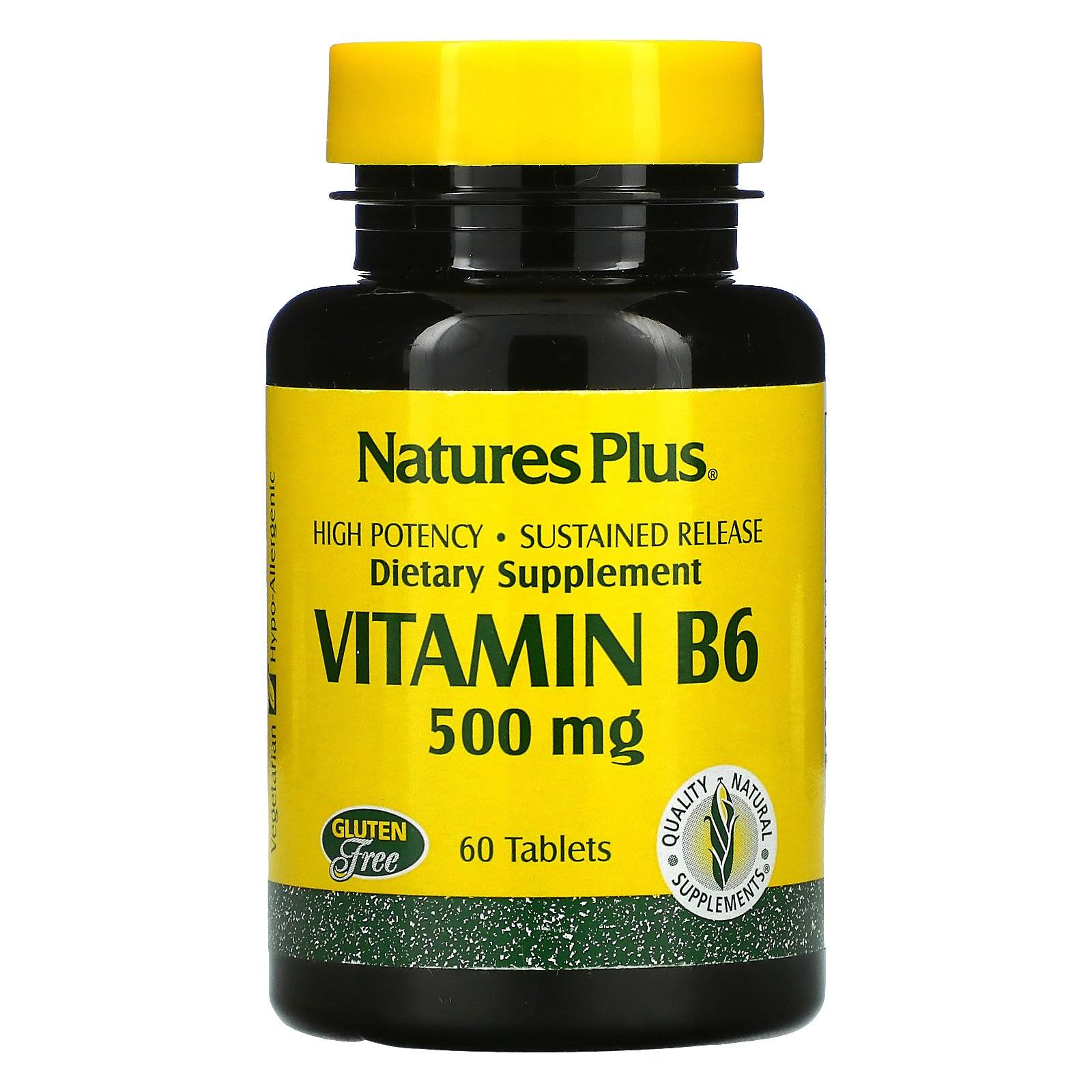 NaturesPlus, Vitamin B6, Sustained Release, 500 mg, 60 Tablets