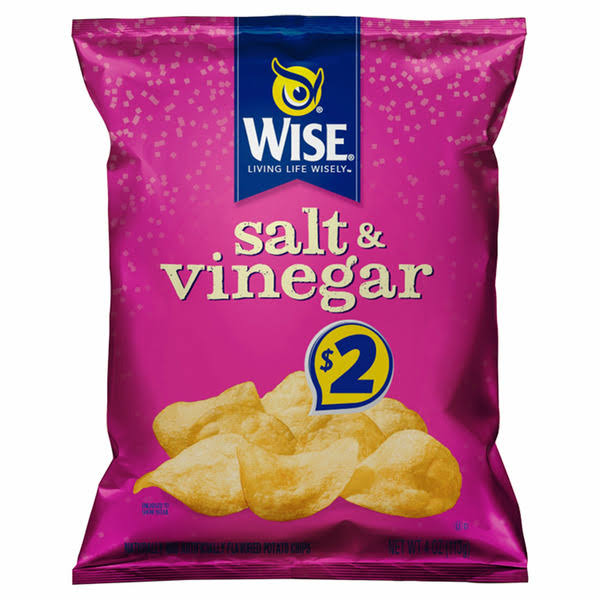 Wise Salt & Vinegar Flavored Potato Chips - 4 oz
