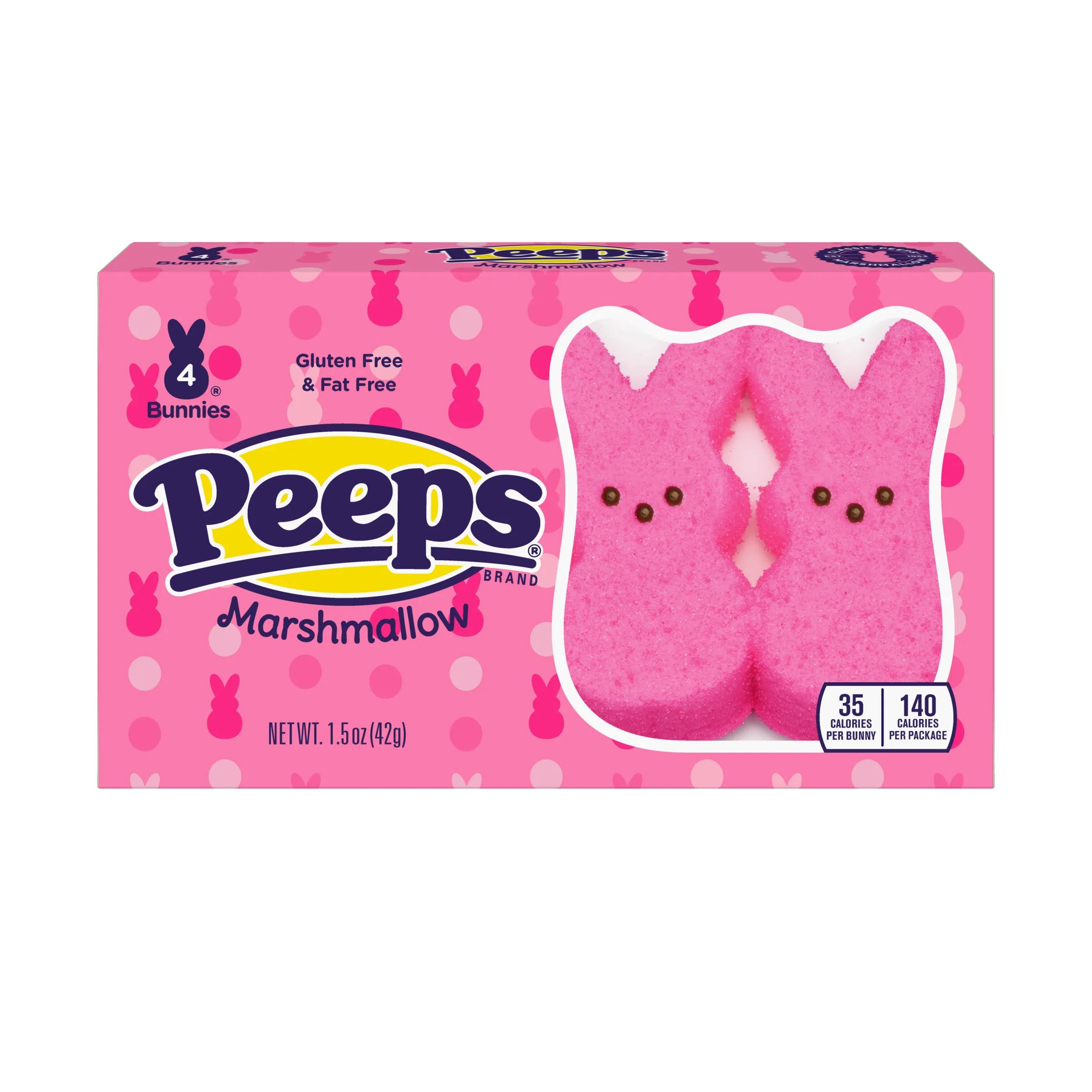 Peeps Candy, Marshmallow Bunnies - 4 bunnies, 1.5 oz