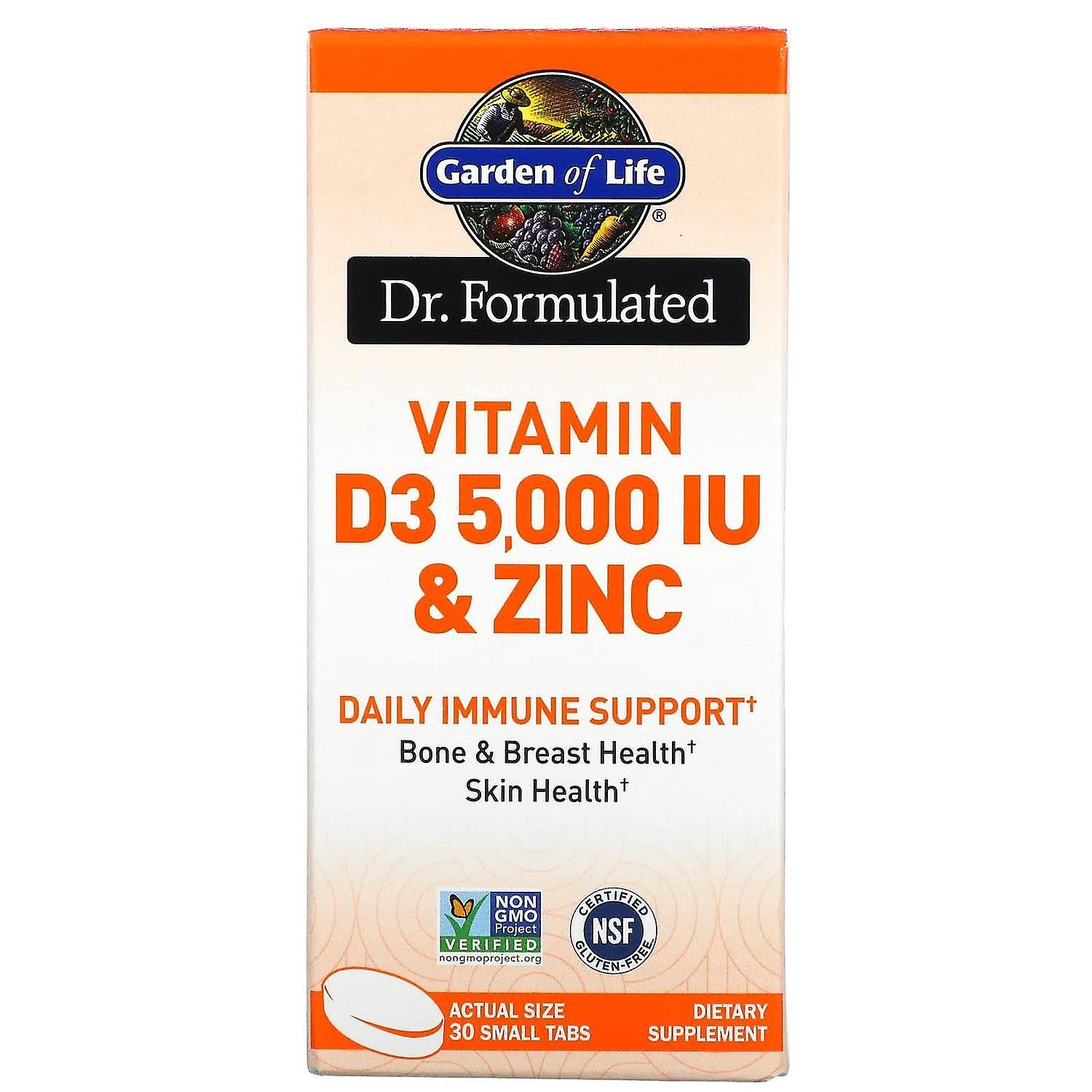 Garden of Life Dr. Formulated Vitamin D3 & Zinc 30 Small Tabs