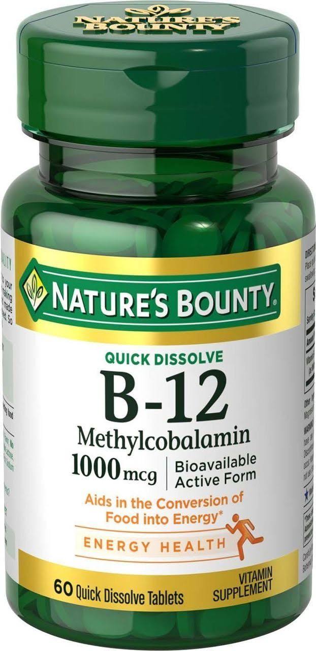 Nature's Bounty B-12 Methylcobalamin Supplement - 1000mcg, 60 Quick Dissolve Tablets