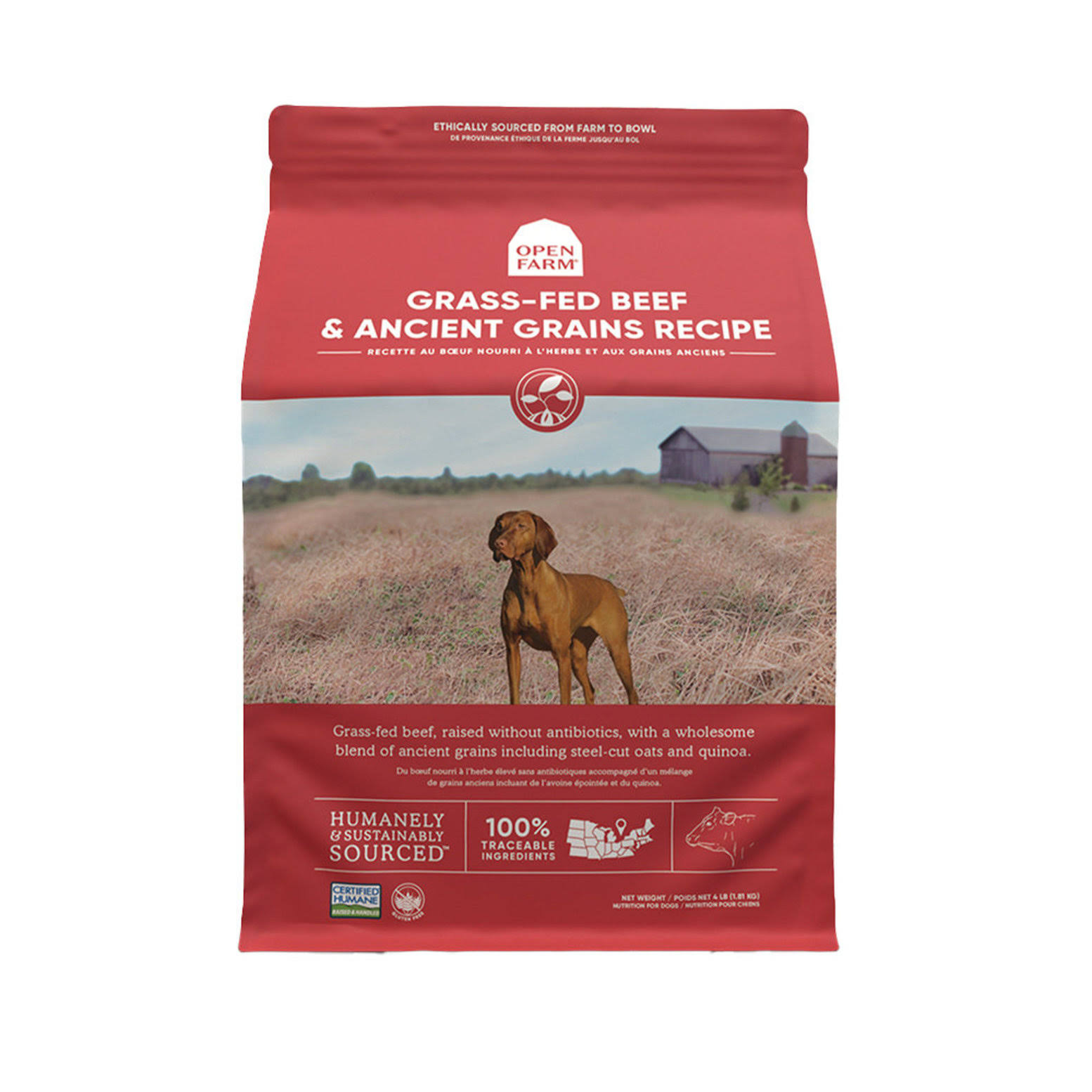 Open Farm Grass-Fed Beef & Ancient Grains Dog Food, 22 LB