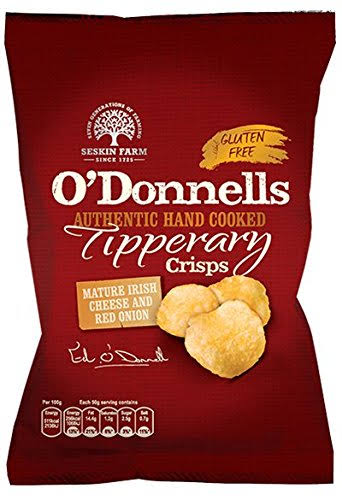 O'Donnells of Tipperary Hand Cooked Crisps - Mature Irish Cheese & Red Onion, 50g