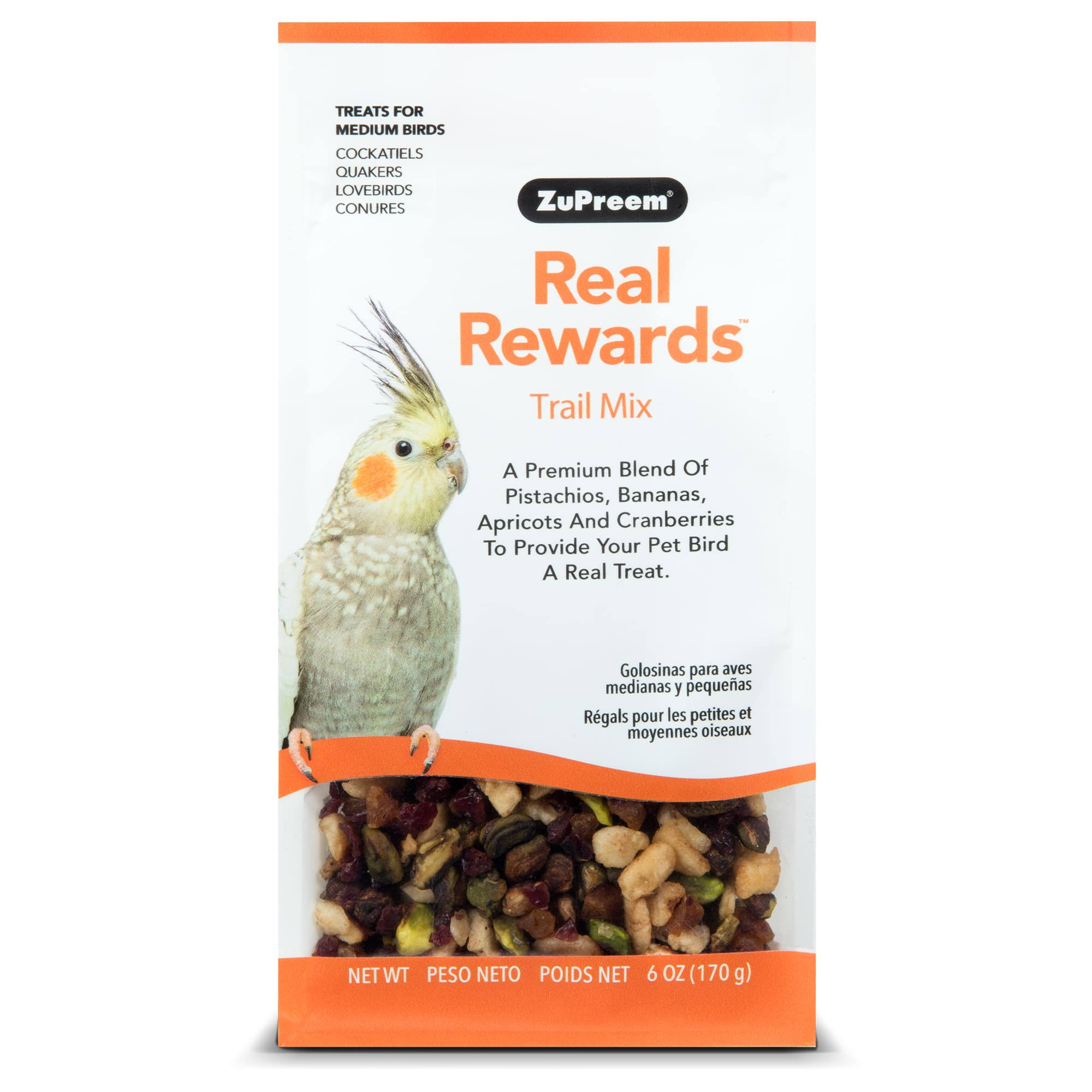 ZuPreem Real Rewards Trail Mix Medium Bird Treats Cockatiel Keet Food - 6oz