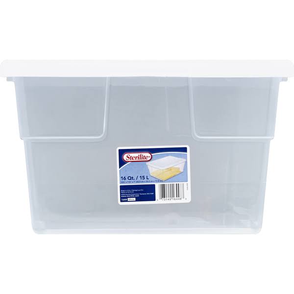 Sterilite Basic Clear Storage Box - with White Lid, 16 Quart