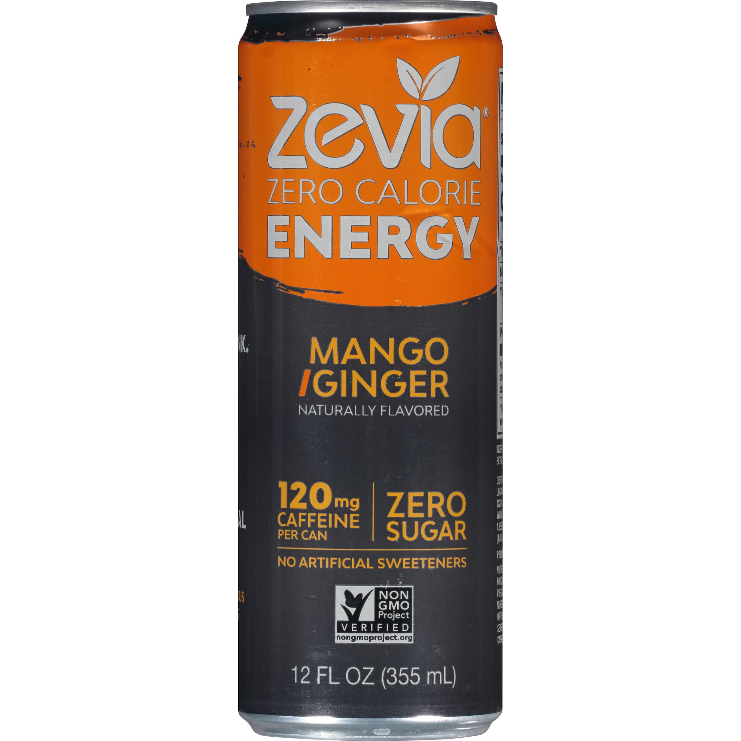 Zevia Zero Calorie Energy Drink, Mango Ginger - 12 oz can