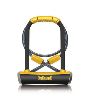 OnGuard Double-Team Pitbull U-Lock and Cable - Black, 4.53" x 9.06", 4" Cinch Loop