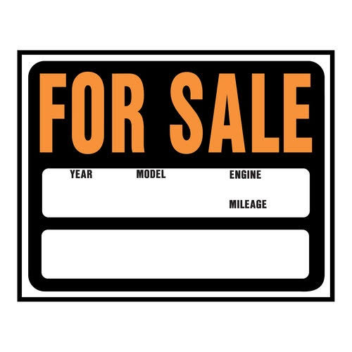 Hy-Ko Plastic Auto "For Sale" Sign - 15" x 19"