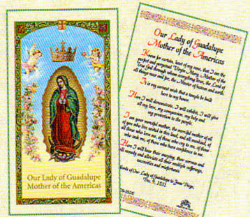 Our Lady of Guadalupe Portrait Laminated Prayer Card-Single from San Francis Imports | Discount Catholic Products
