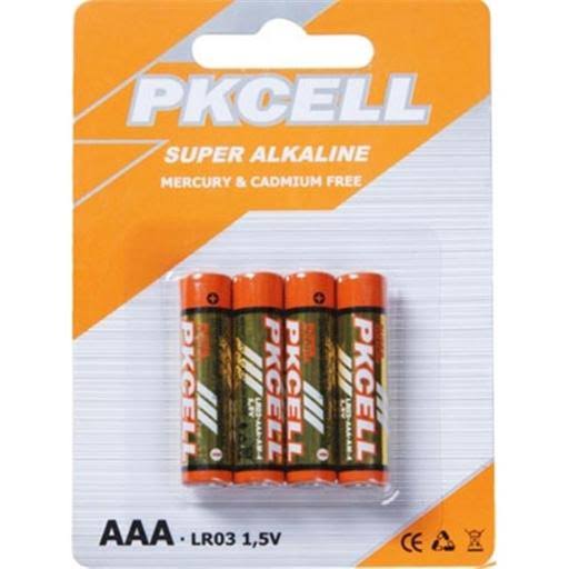 PKCELL LR03-4B 1.5V Ultra Alkaline AAA Size BATTERY; Pack of 4