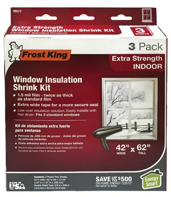 Frost King V83 3HD Heavy Duty Shrink Window Kit - for Standard Size Windows, Clear, 42" x 62"