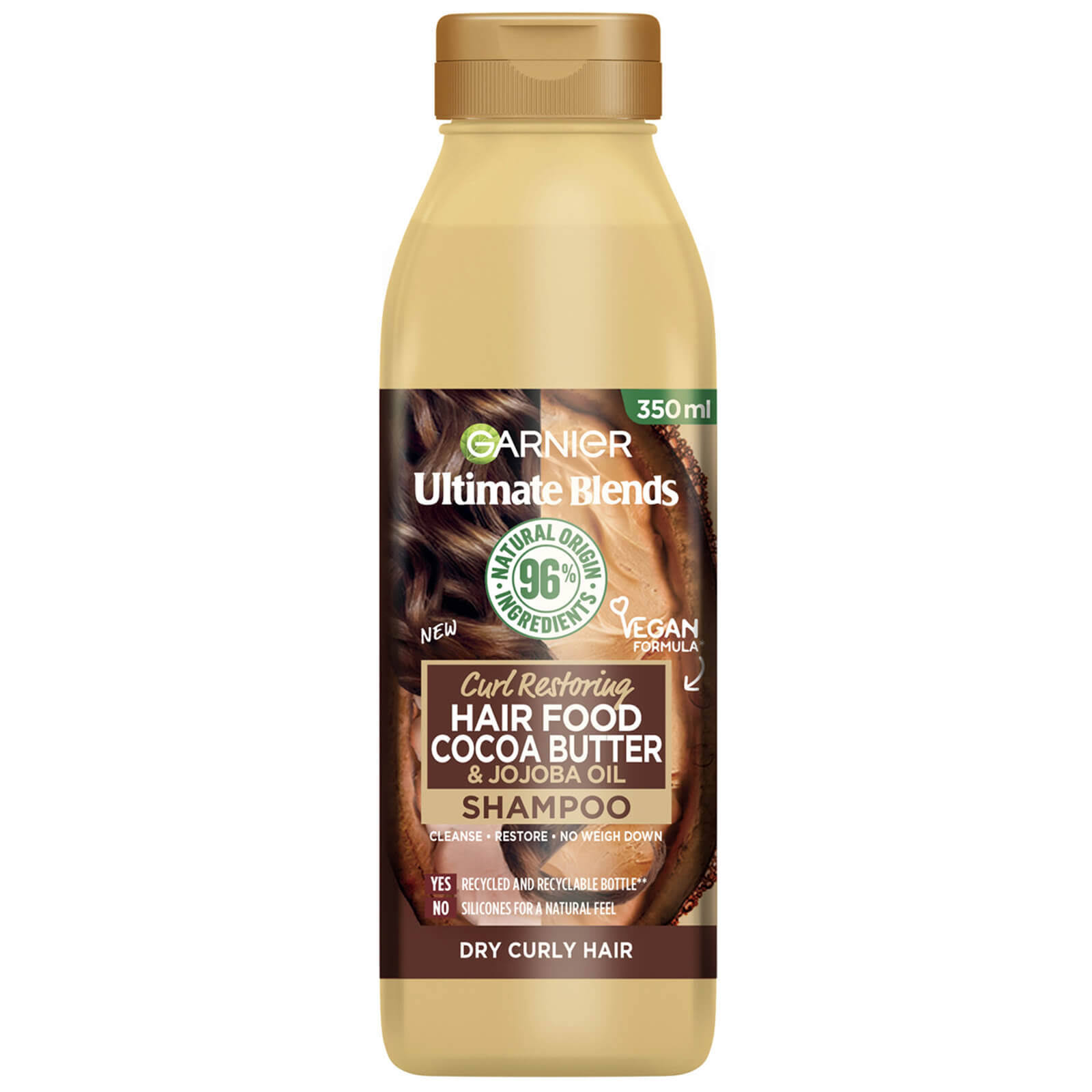 Garnier Ultimate Blends Cocoa Butter Shampoo For Dry, Curly Hair 350ml-No Colour