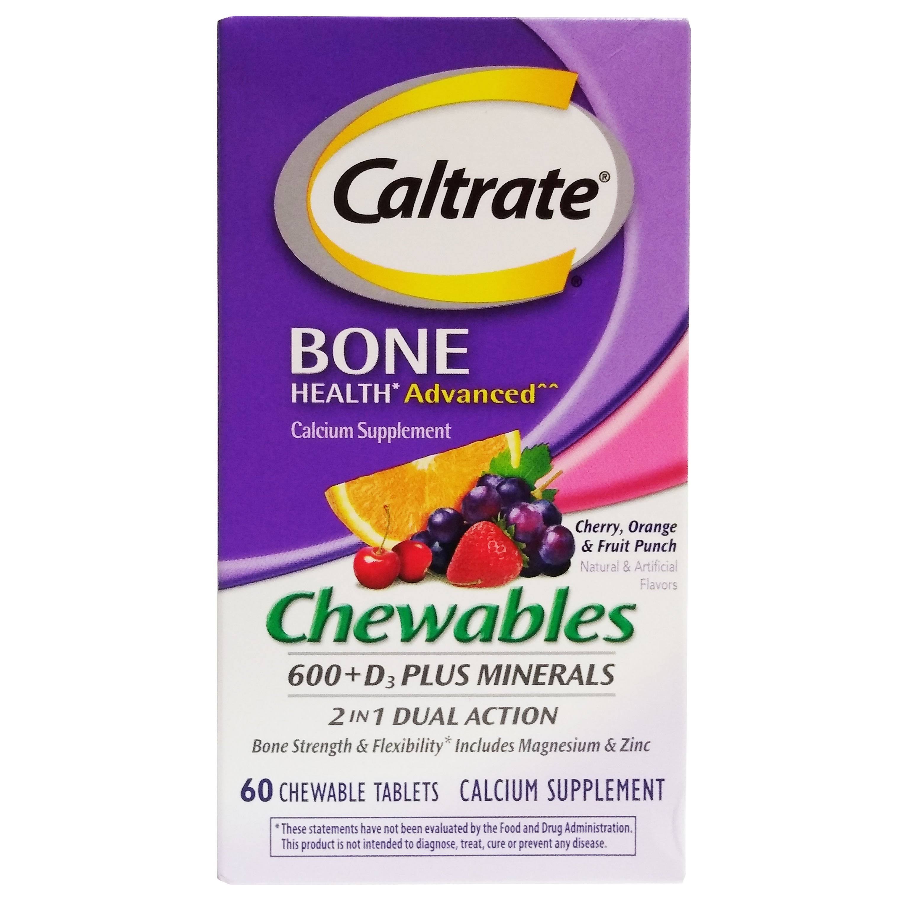 3 Caltrate Calcium & Vitamin D3 Plus Minerals - 60 Chewables Tablets