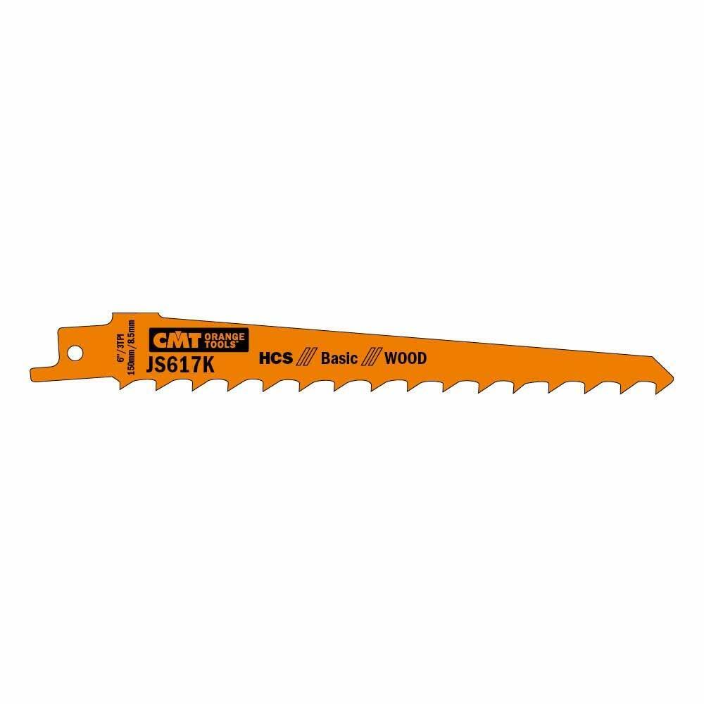 CMT Orange Tools JS617K-5 5 Reciprocating Saw Blades for Wood (HCS) 6"X3 TPI