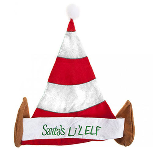 S White Santas Elf Hat - With Pom Pom