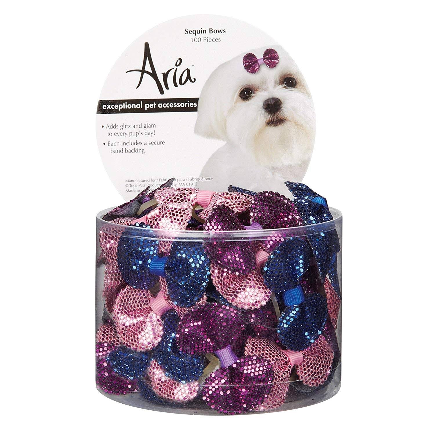 Aria Sequin Dog Bows Canister - 100pc