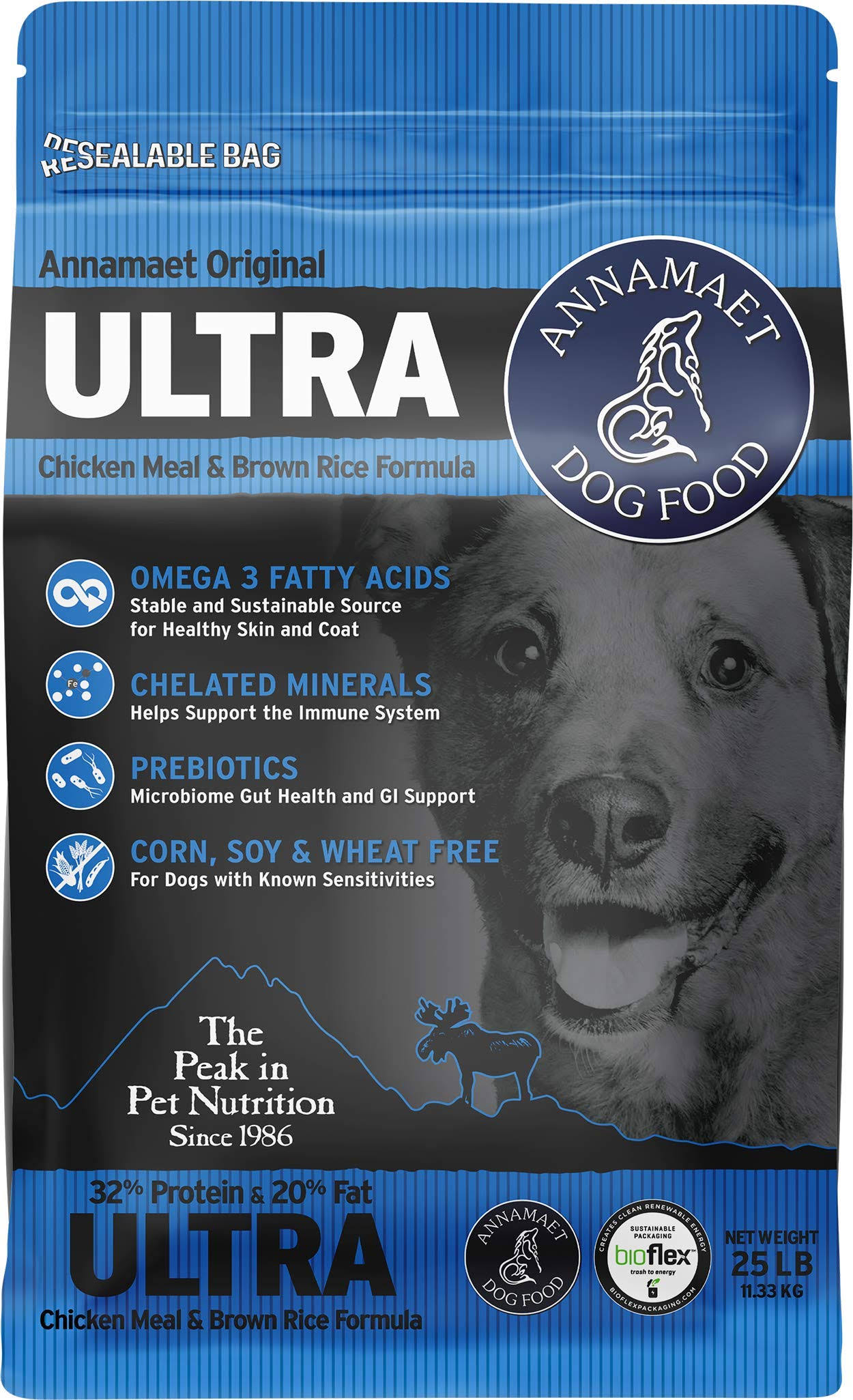Annamaet 32% Ultra Dry Dog Food - 25 lb BAG.