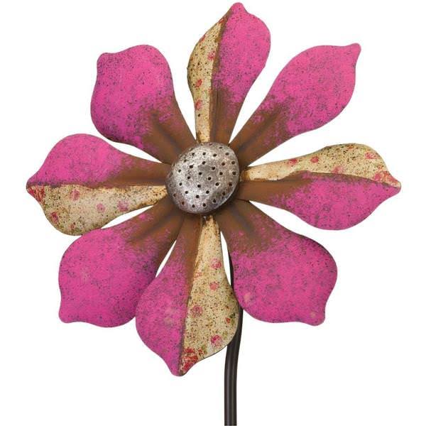 Regal Art & Gift 12295 - Pink Flower Wind Spinner Garden Stake Lawn De