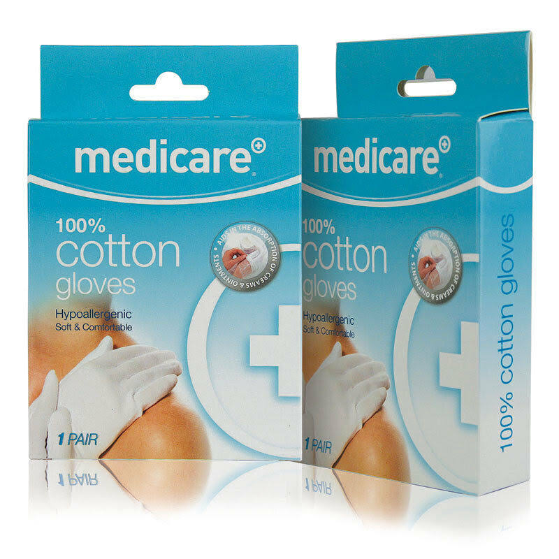 Medicare 100% Cotton Gloves 1 Pair Size Medium