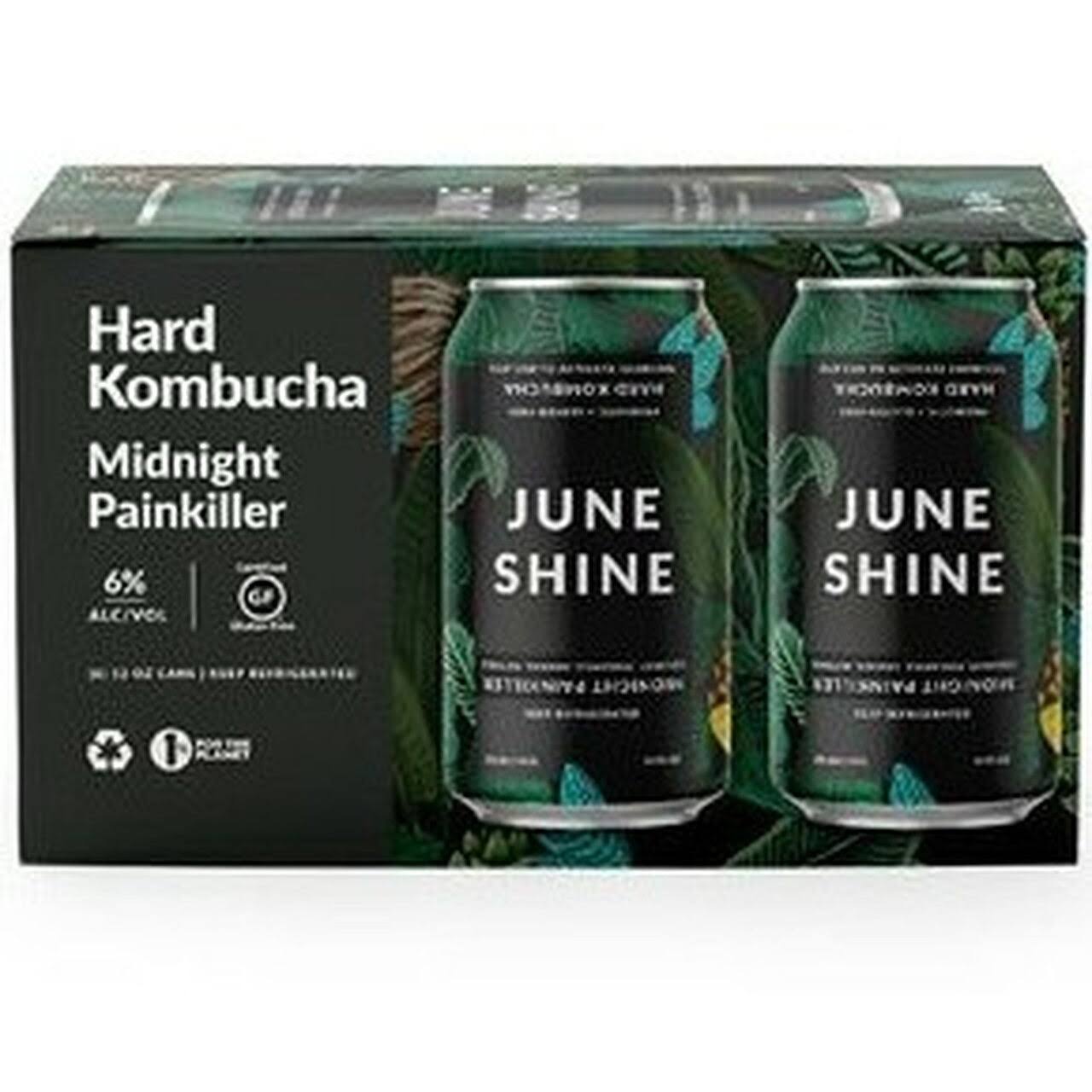 June Shine Hard Kombucha, Midnight Painkiller - 6 pack, 12 fl oz cans