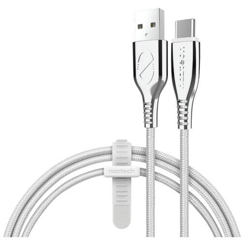 Naztech 15500 6-ft. Titanium USB to USB-C Braided Cable (White)