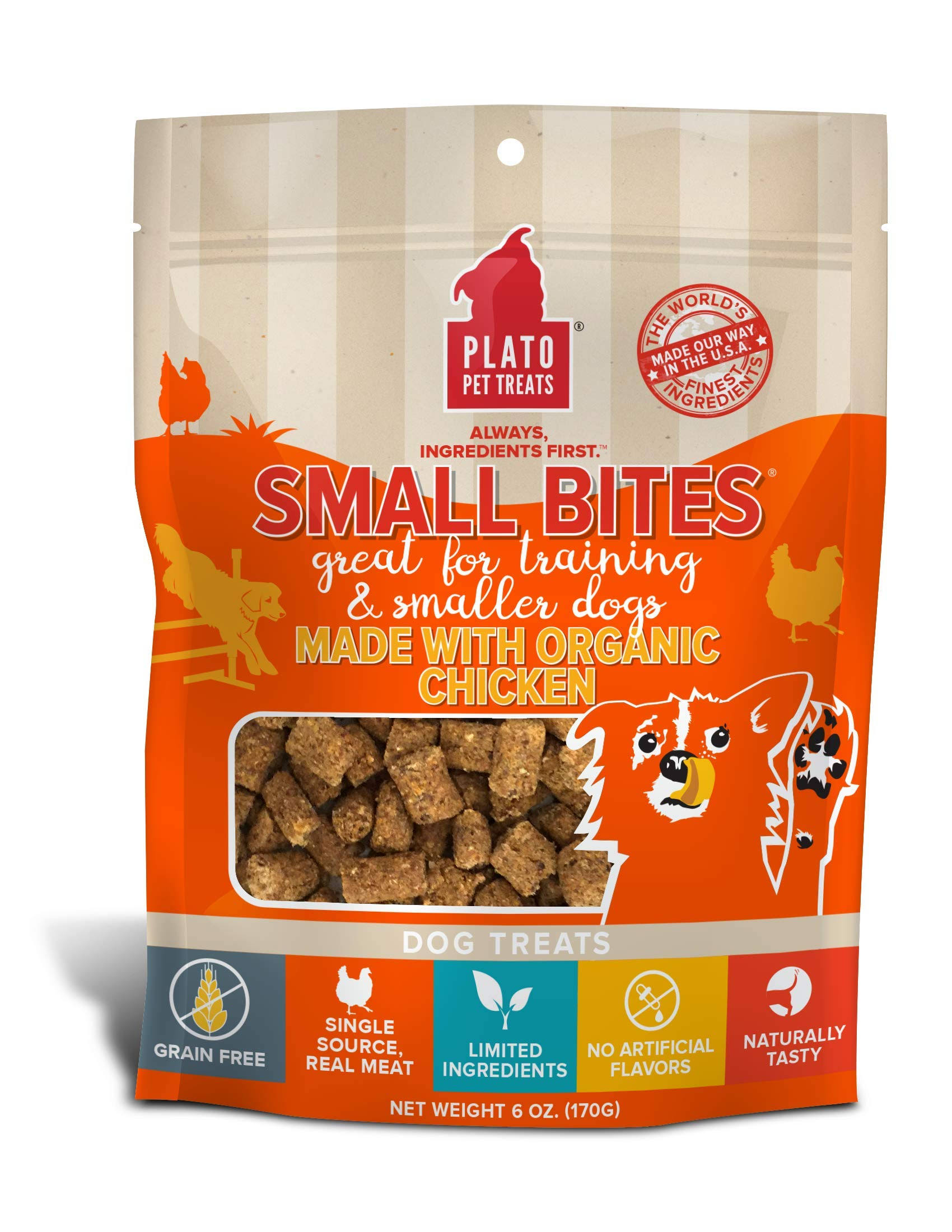 Plato Small Bites Organic Chicken Dog Treats - 6 oz