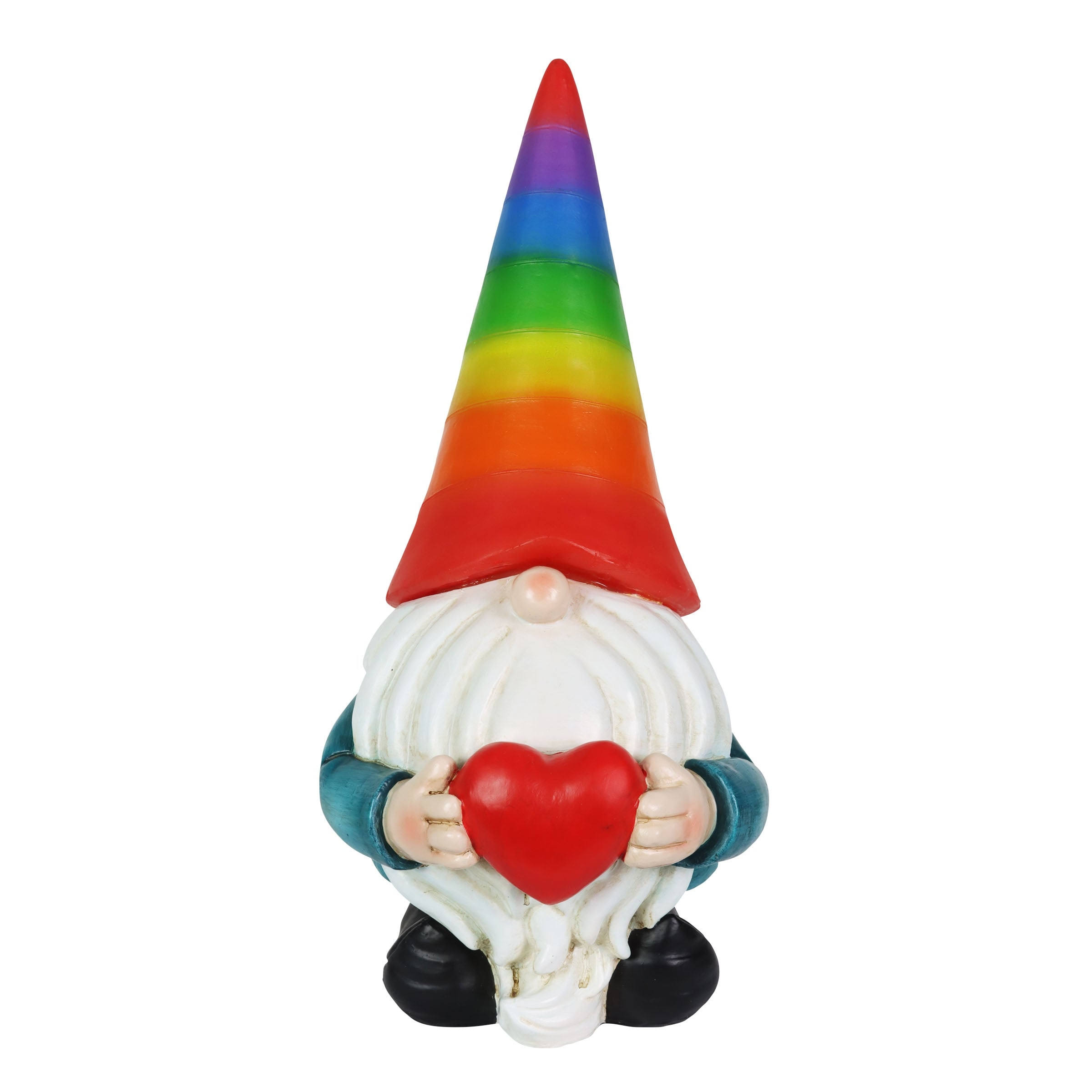 Exhart Solar Rainbow Hat Garden Gnome Statue, 6 by 12.5 Inches - Multi - Resin