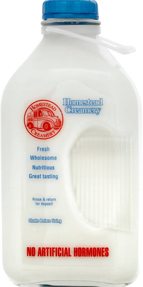 Homestead Creamery Milk, Homogenized, 2% - 0.5 gallon