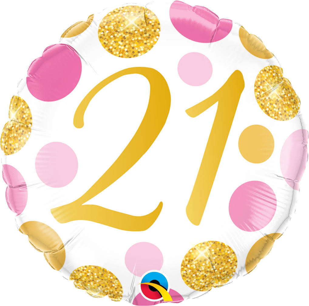 Balloon 18" 21 Pink and Gold Dots