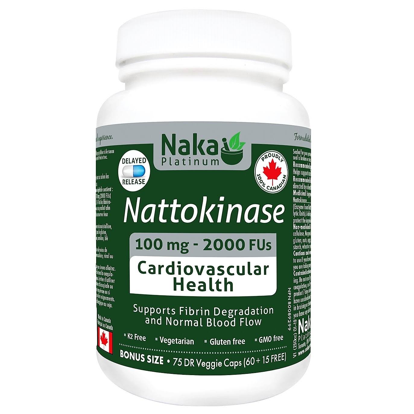 Naka Platinum Nattokinase 100mg 60+15 Delayed Release Veggie Caps