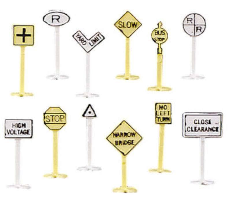 Bachmann N Scale Railroad and Street Signs - 24pcs