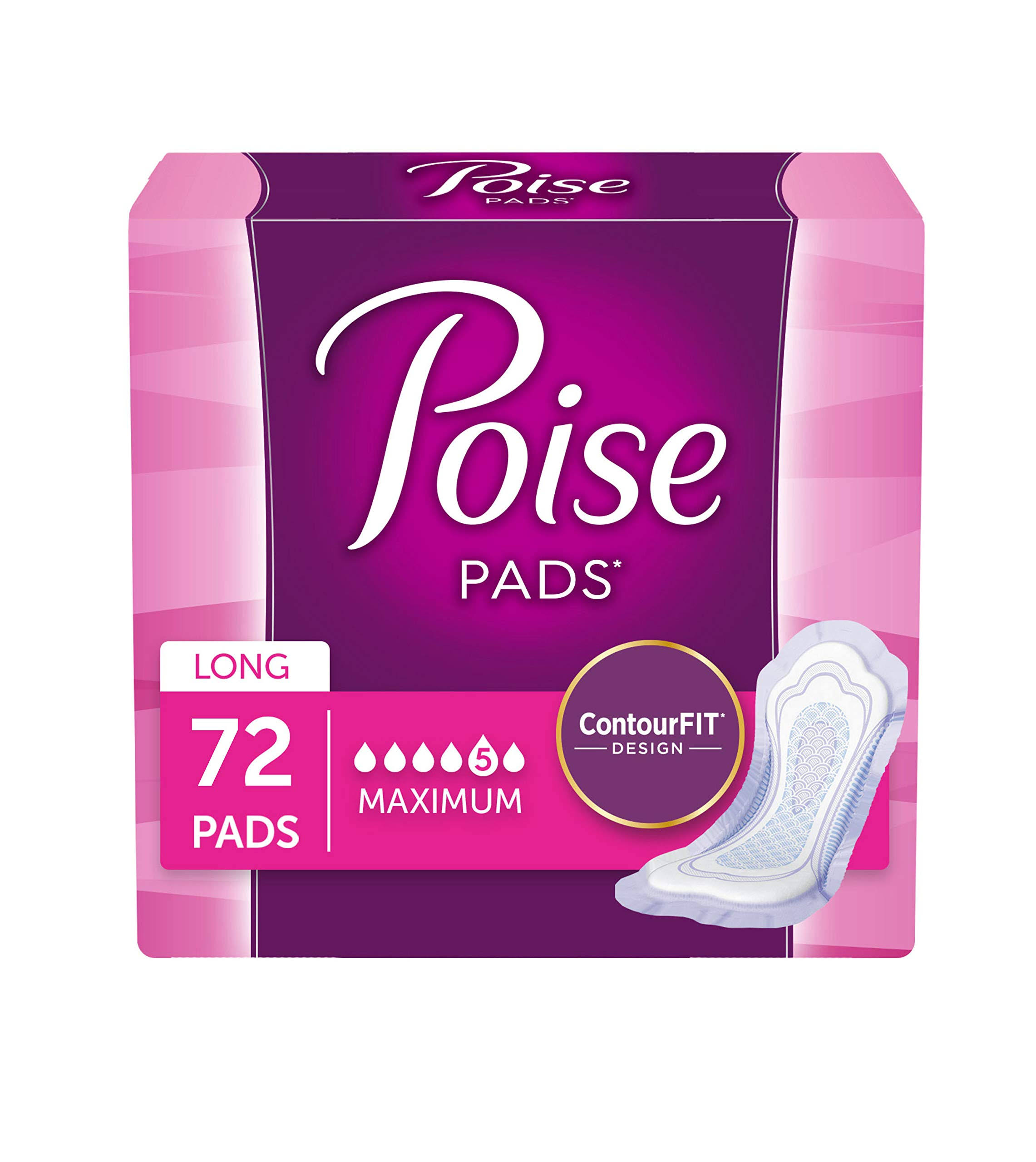 Poise Maximum Absorbency Pads - Long, 12 Count
