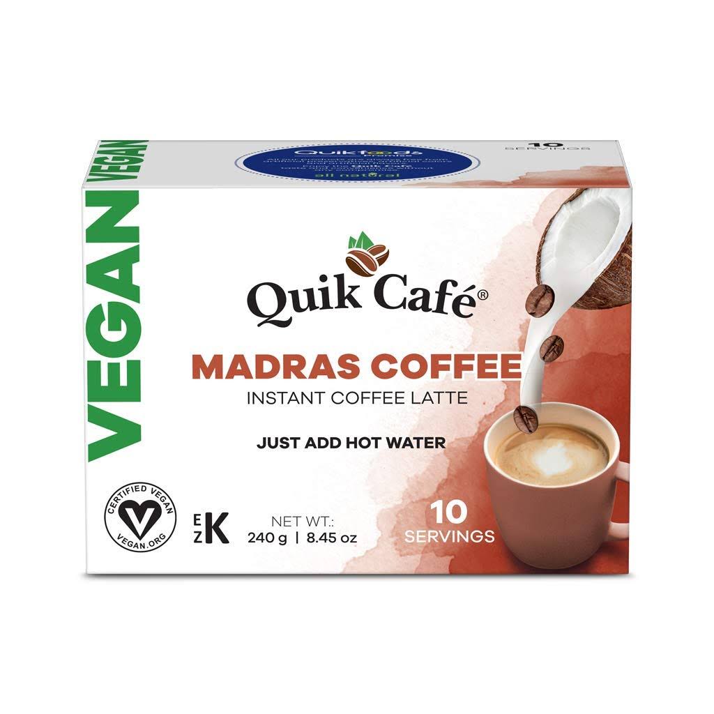 Quik Cafe Vegan Instant Coffee Latte - 10 Count Single Box - convenient, Easy Da