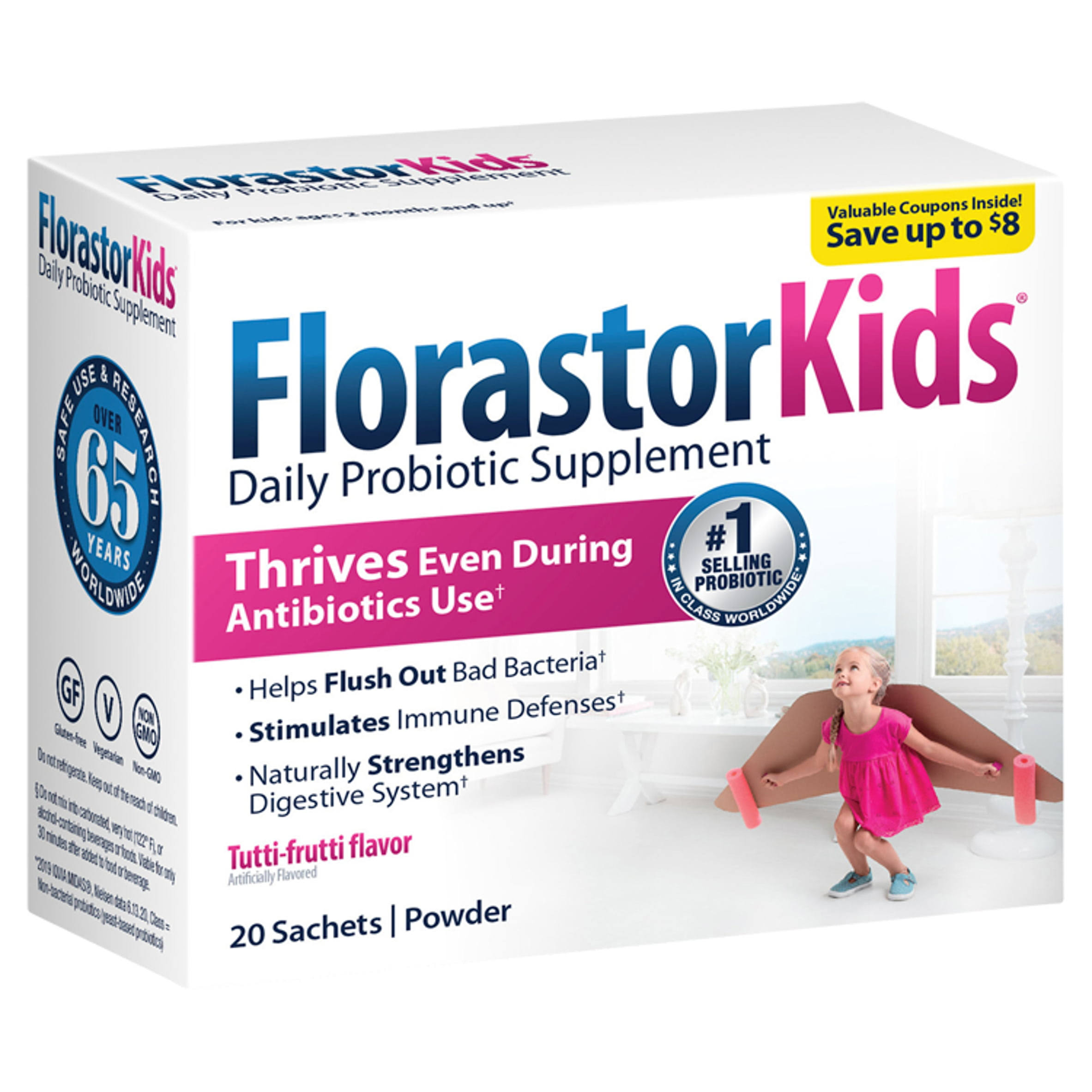 Florastor Kids Daily Probiotic Supplement - 20 Sachets, 250mg