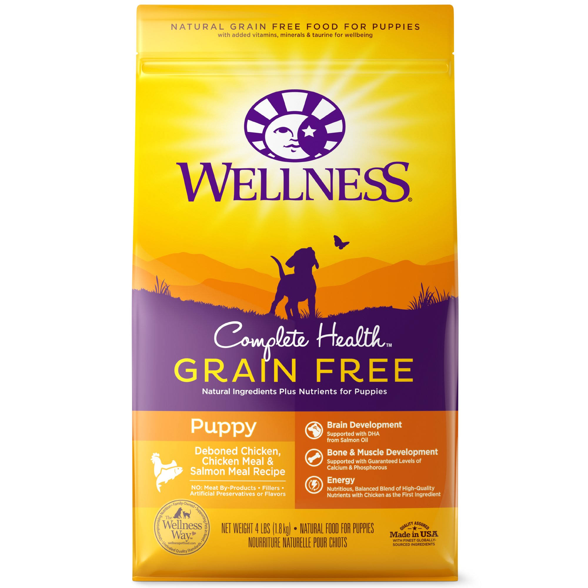 Wellness Complete Health Natural Grain Free Dry Puppy Food - Chicken & Salmon, 4lbs