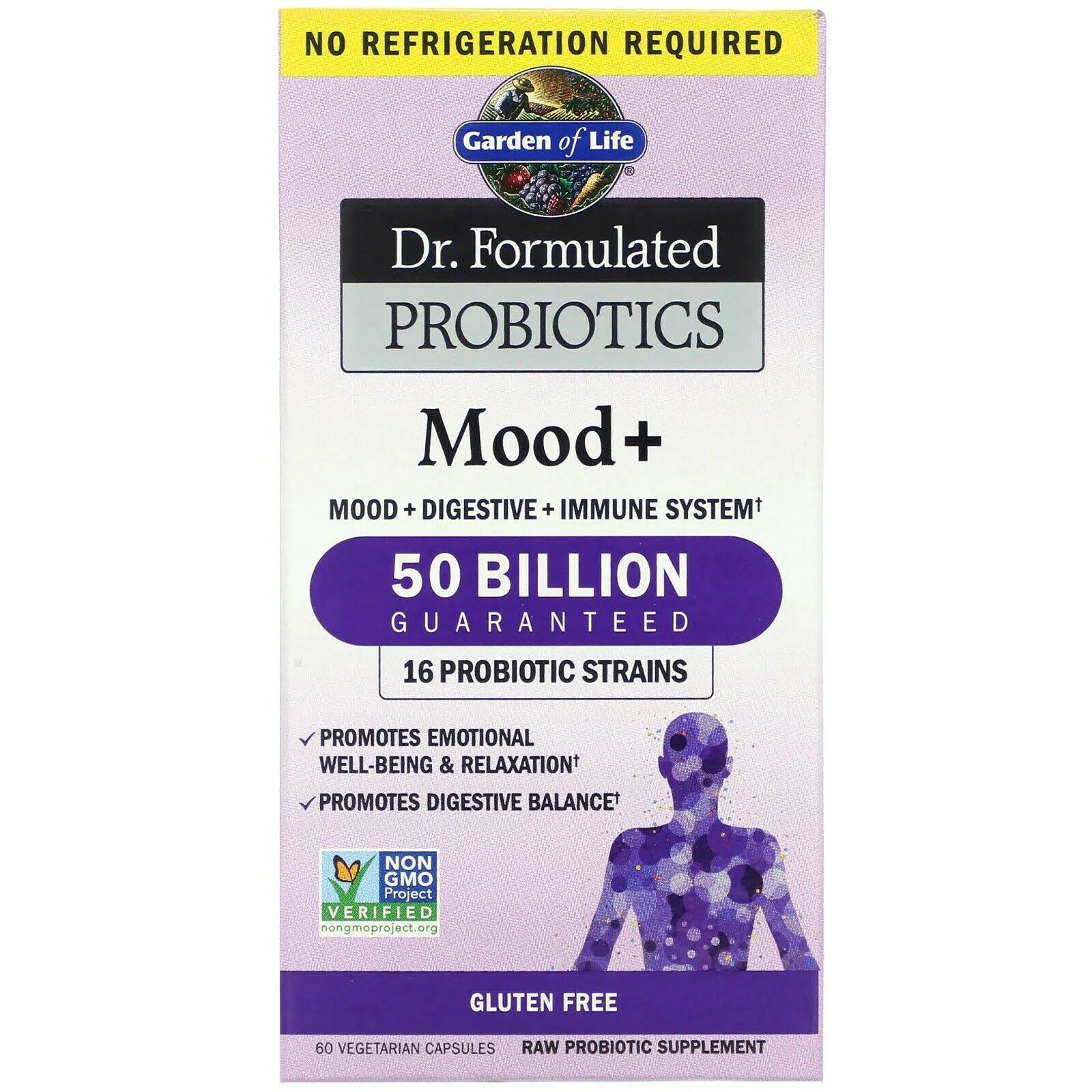 Garden of Life Dr. Formulated Probiotics Mood+ Supplement - 60 Vegetarian Capsules