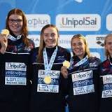 European Aquatics Championships: GB win gold in women's 4x100m freestyle relay